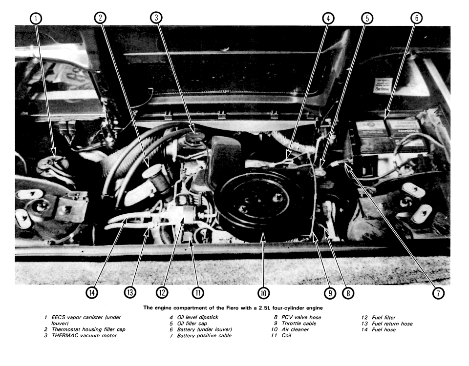 Pontiac Fiero 4 cylinder Engine compartment.jpg